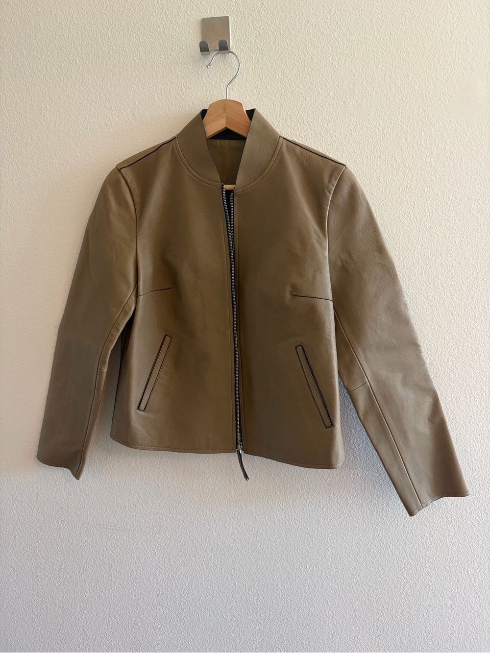 Tan two-toned fused lamb leather jacket
